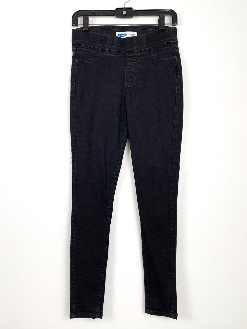 Old Navy Rockstar jeggings black stretch denim pants leggings elastic waist sz 2